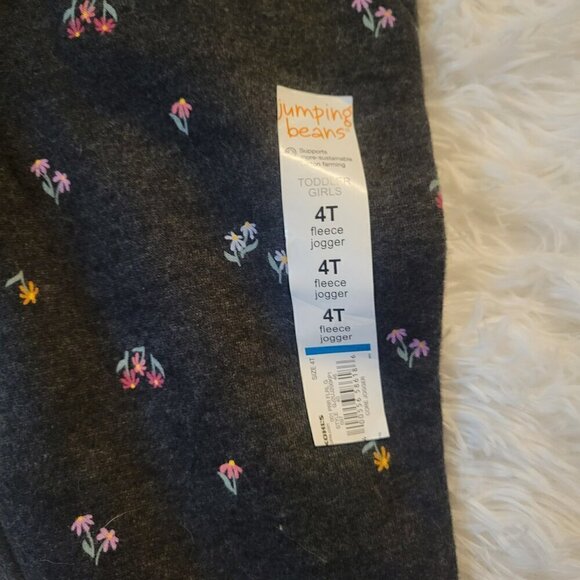NWT Toddler Girl Jumping Beans Puff Sleeve Crewneck Sweatpants Joggers 4T - Picture 3 of 6